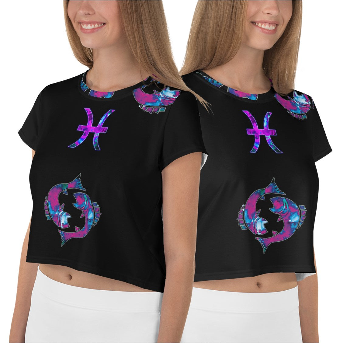 Active Cropped Tees- Pisces. Women's Graphic Crop Top. WickedYo.